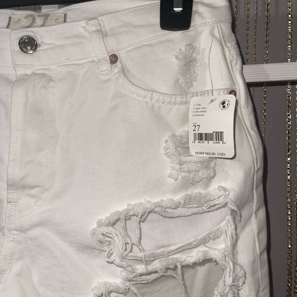 Free People | We The Free | Optic White Distressed Denim Shorts, Size 27 Waist - Picture 2 of 8